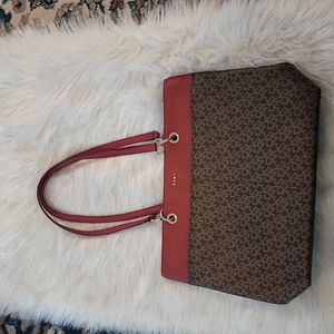 New DKNY  LogoRed and Brown shoulder bag